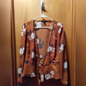 Forever 21 Organge Floral Wrap Top